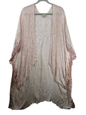Elizabeth Gillett Women Kimono Dusky Pink Boho Beach Festival Open-Weave Relaxed